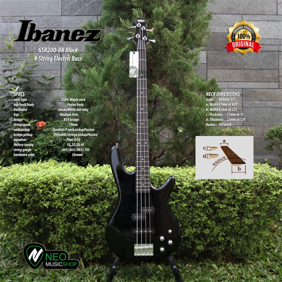 Ibanez GSR200-BK 4String Electric Bass Guitar Original