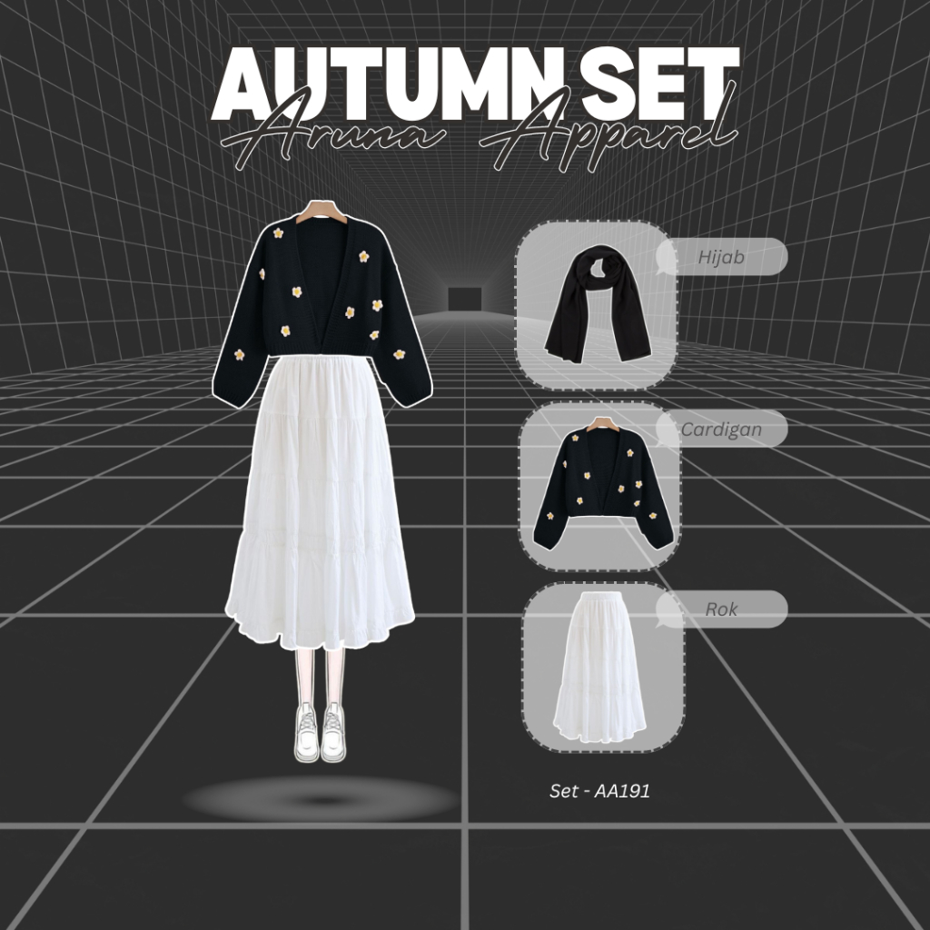 Set - AA191 One Set 3in 1 Outfit Hijab Casual Kekinian OOTD Pinterest Outfit Wanita Casual Terbaru O