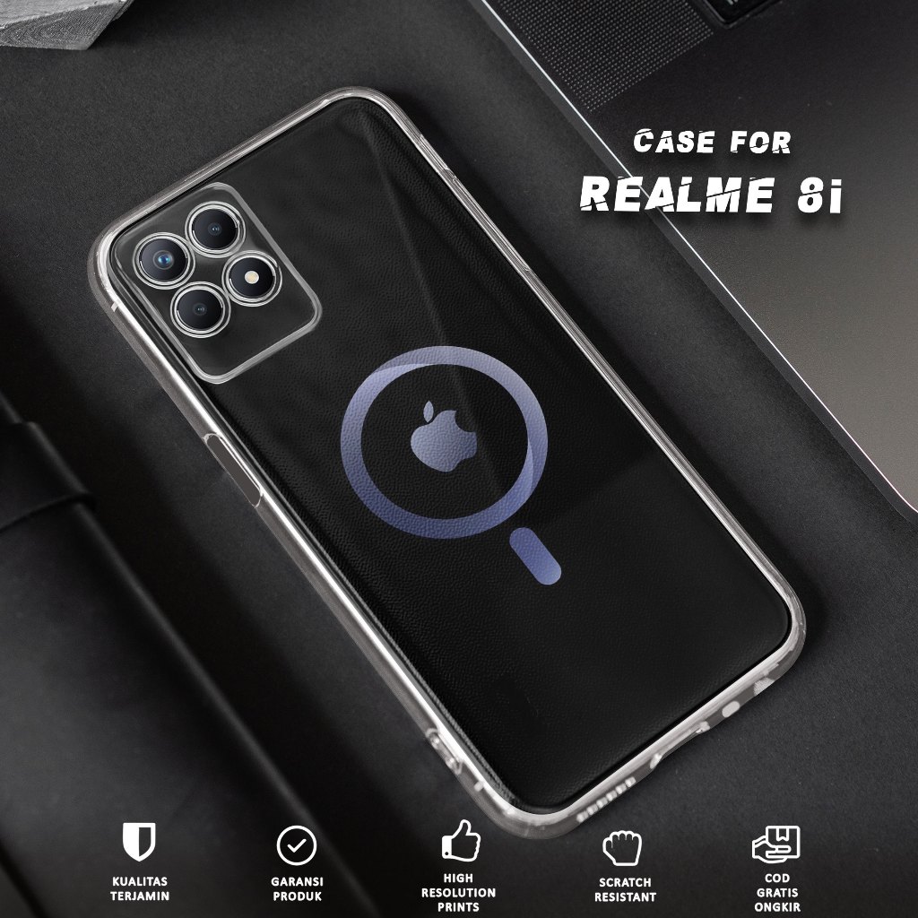 CASE REALME 8i - CASING REALME 8i Motif MAGSAFE - Softcase Premium Fourside - Bening Transparant - S