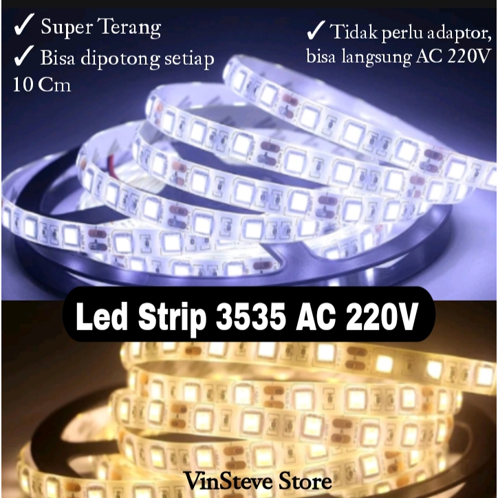 Lampu LED Flexible Strips Selang SMD 3535 AC 220V  (Tidak Perlu Adaptor) Super Terang