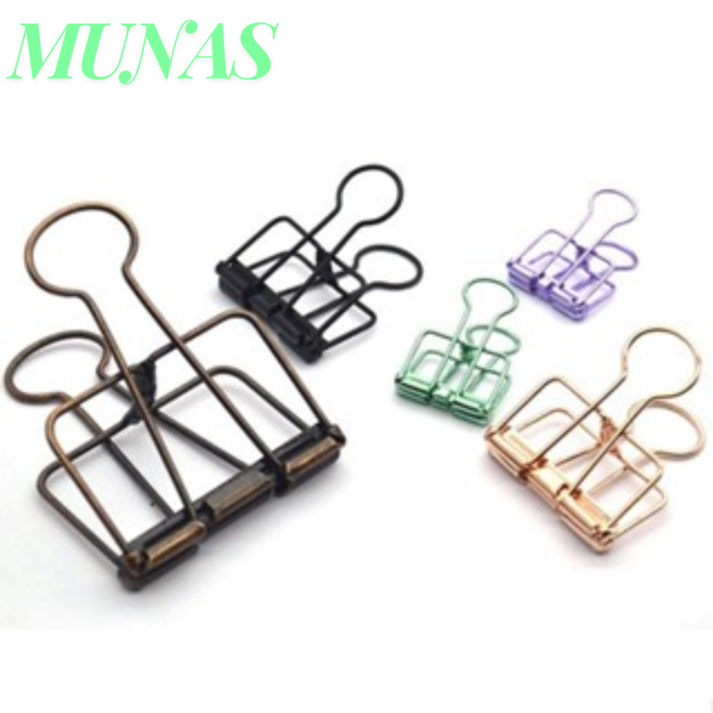 

MUNAS Penjepit Kertas Binder Clips Large Medium Small Office Study Paper Clip Besi Warna-Warni Klip Penjepit Buku Bahan Metal