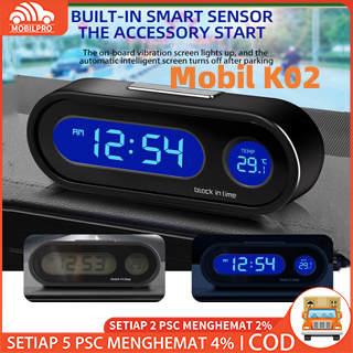 Jam Digital LED dashboard Mobil Blacklight Biru Dengan Termometer Untuk Dashboard Mobil （Jam Termome