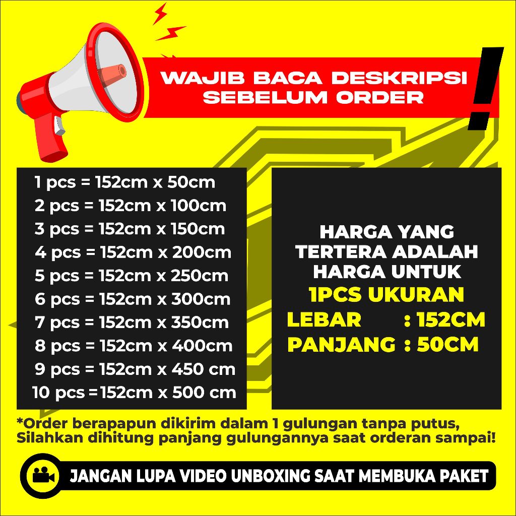 HJK STIKER SATIN DOFF / SKOTLET DOFF METALIK 152CM / SKOTLITE MOBIL / STIKER MOTOR DOFF