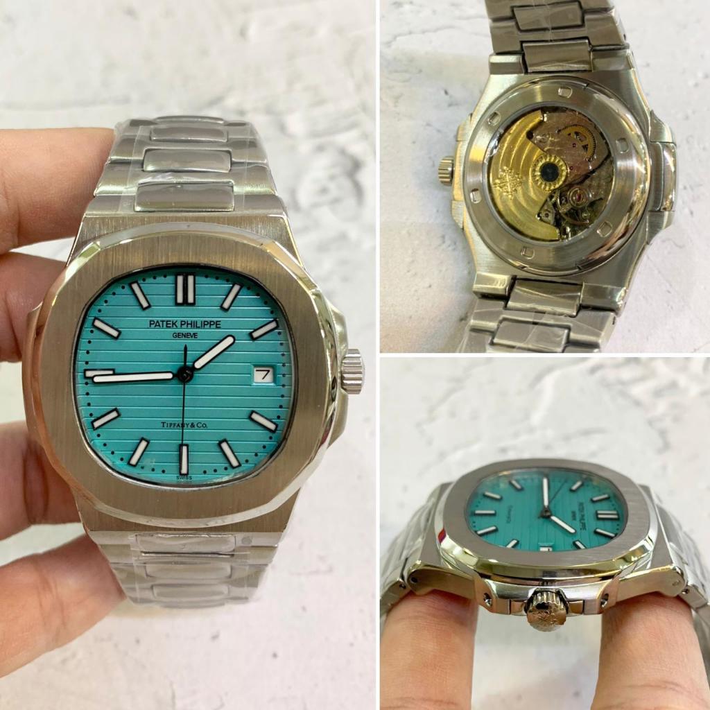 Jam Tangan Luxury Patek Philippe Nautillus Automatic 42mm Silver Dial Blue