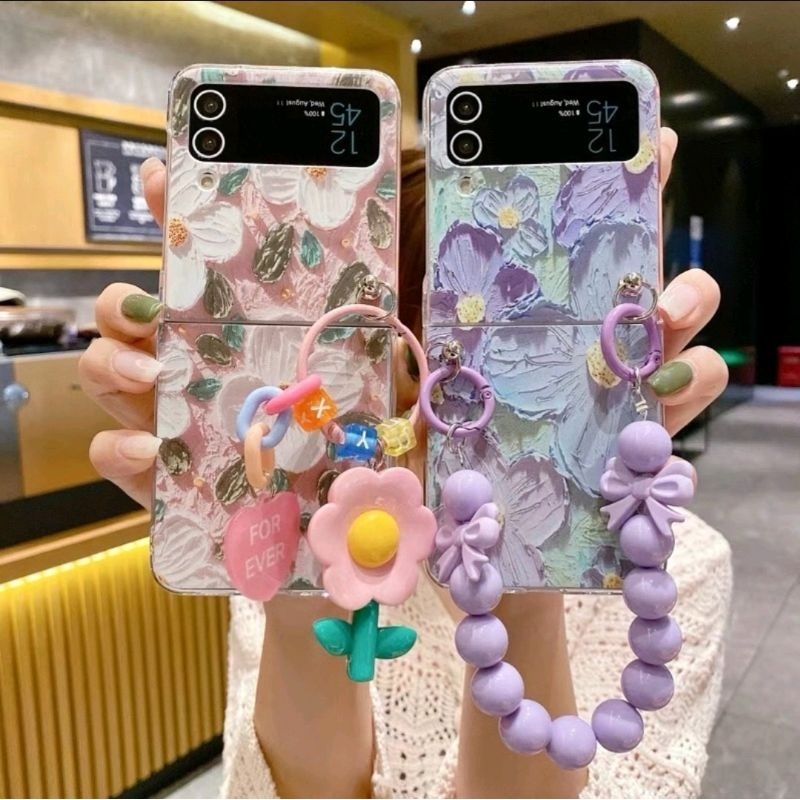 Pink / Purple Flower Chain / Charm Case Samsung Z Flip 3 4