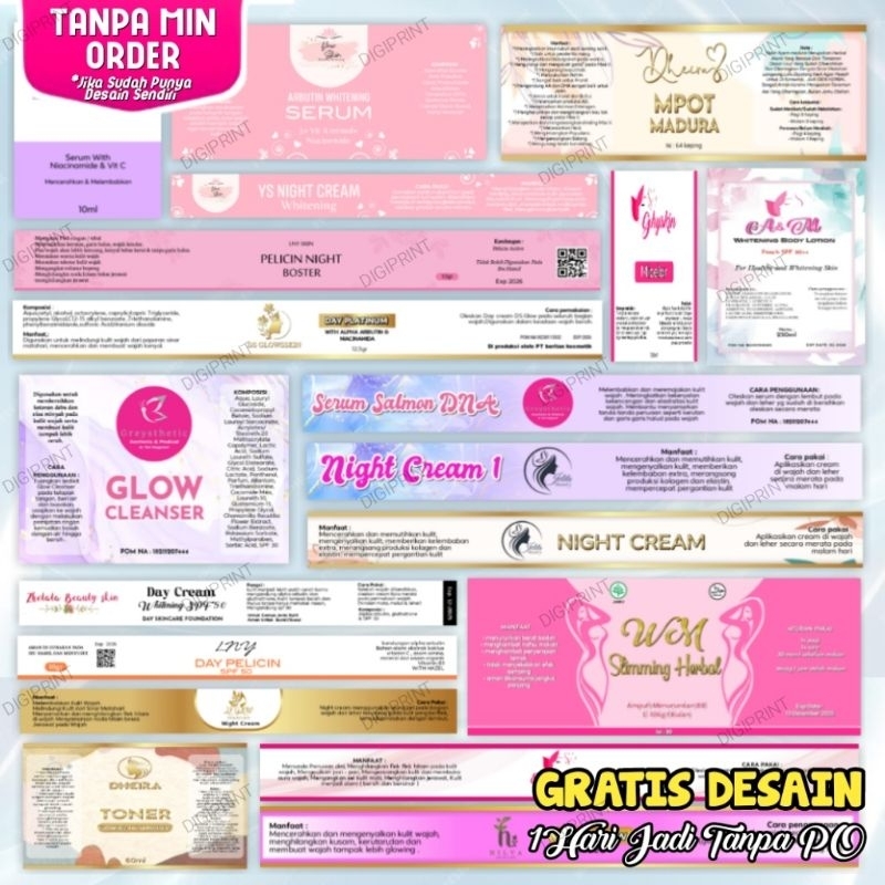 

LABEL SKINCARE LENGKAP LABEL OBAT STICKER LABEL GRATIS DESAIN 1HARI JADI