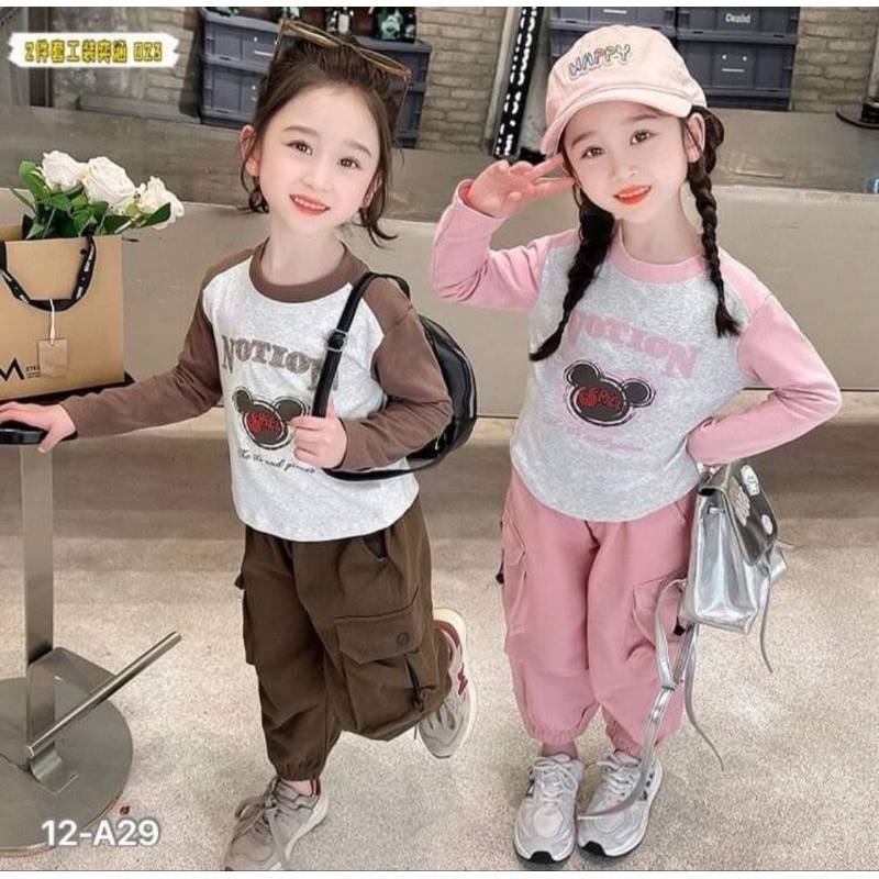 setelan anak perempuan import/set cargo anak