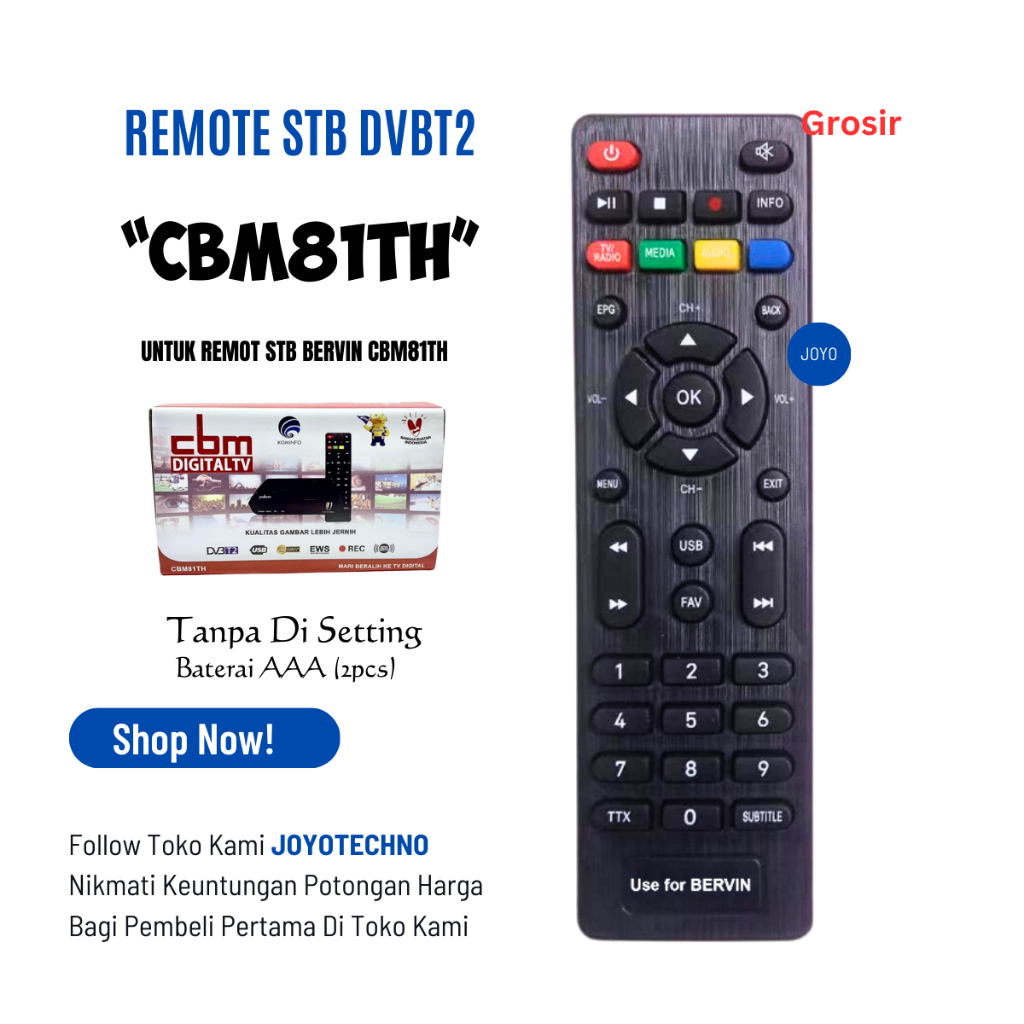 Remote STB CBM RTV Pemerintah Set Top Box DVBT2 CBM Bervin