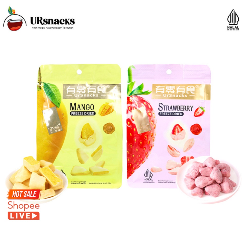 

Revolutionary URSNACKS Bundle Of 2 ze Dried Keripik Sehat Strawberry Mango