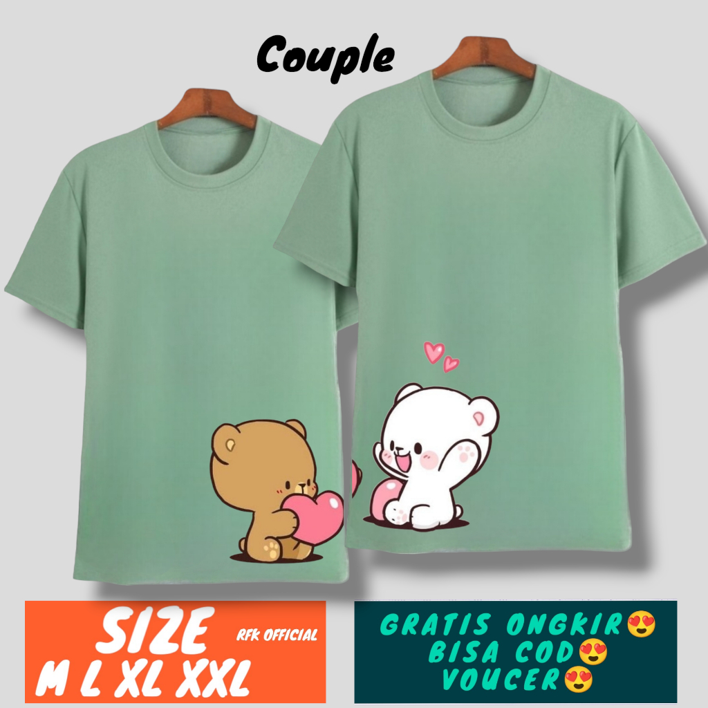 Kaos Couple Kartun Lucu / Baju couple pasangan / baju couple pacar / kaos couple pacaran lucu / baju