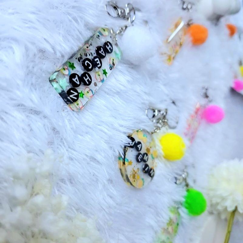 CUSTOM RESIN BEADS WITH FRUITY | Gantungan Kunci Manik Resin Epoxy Nama Anak Keychain
