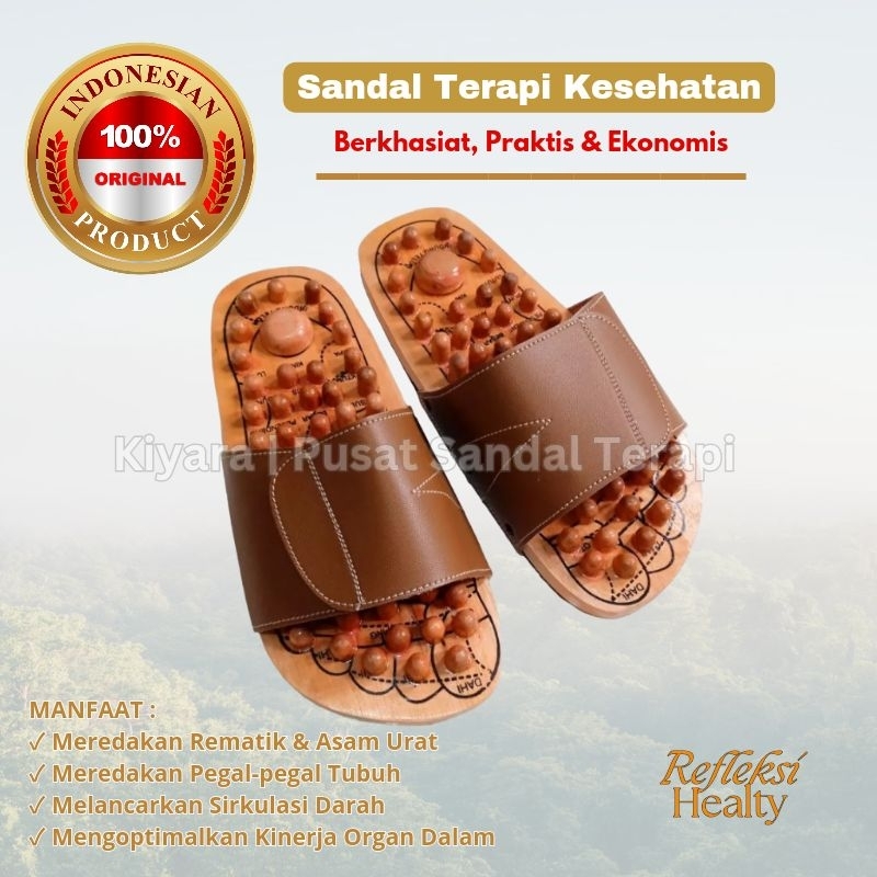 KIYARA.ID Refleksi Kesehatan Sandal Refleksi Kayu Terapi Kesehatan dengan Titik Pijat Akupresur dan 