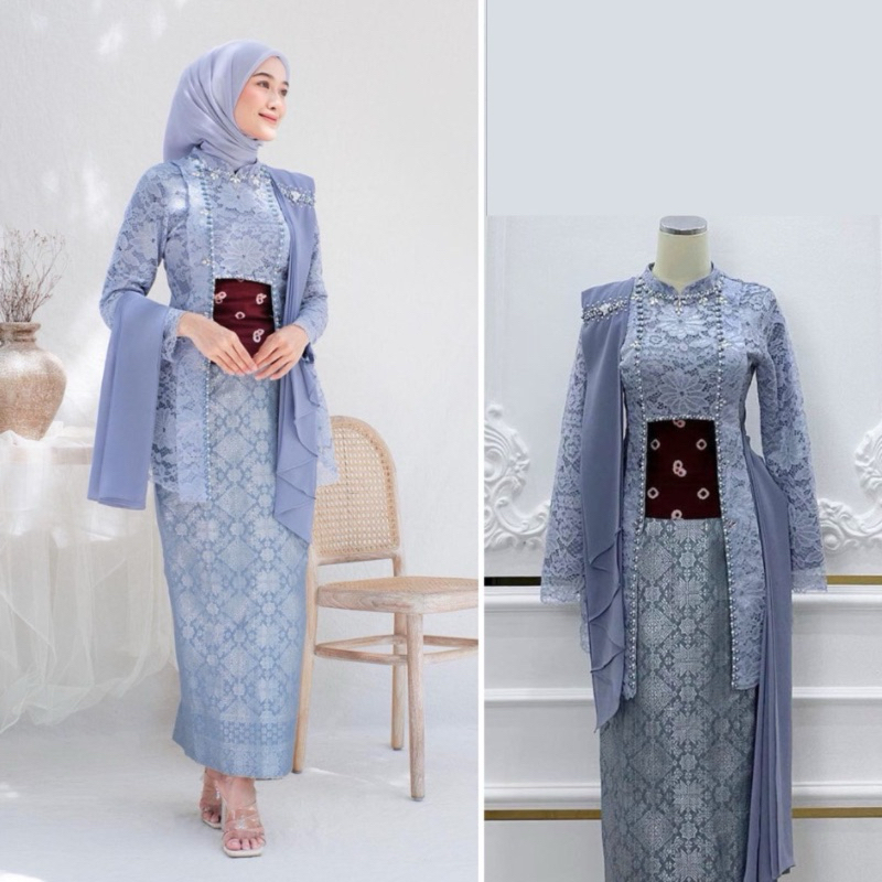 Set Couple Kebaya Kutu Baru Batik Tunangan Kondangan Wisuda Bridesmaid Kekinian Brokat Rok songket