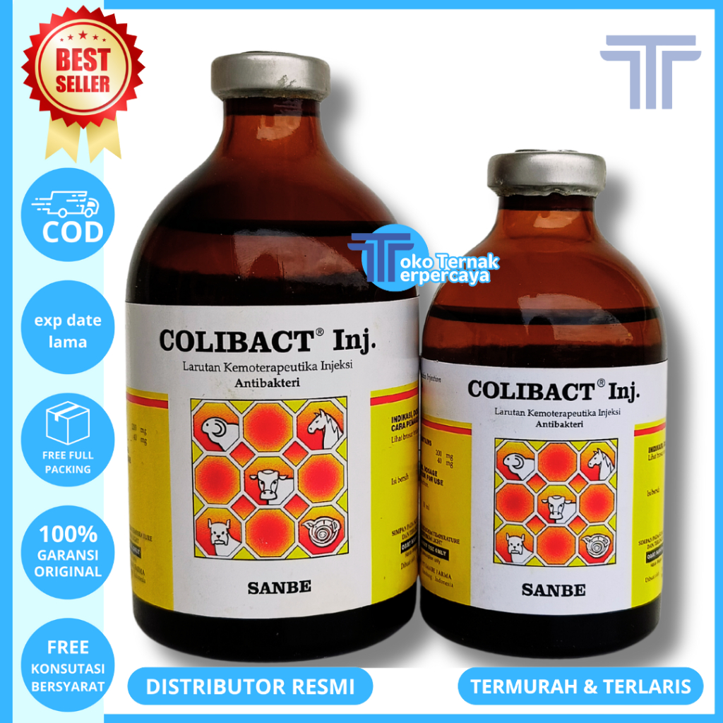 COLIBACT INJEKSI 50ML COLIBACT INJ 100ML SANBE - Obat Antibiotik Hewan Mencret Diare Sapi Kambing Do