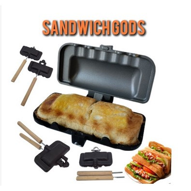 Alat Cetakan Sandwich Waffle Panjang Roti Bakar / Pembuat Roti Bakar Pemanggang Roti Aluminium Anti 