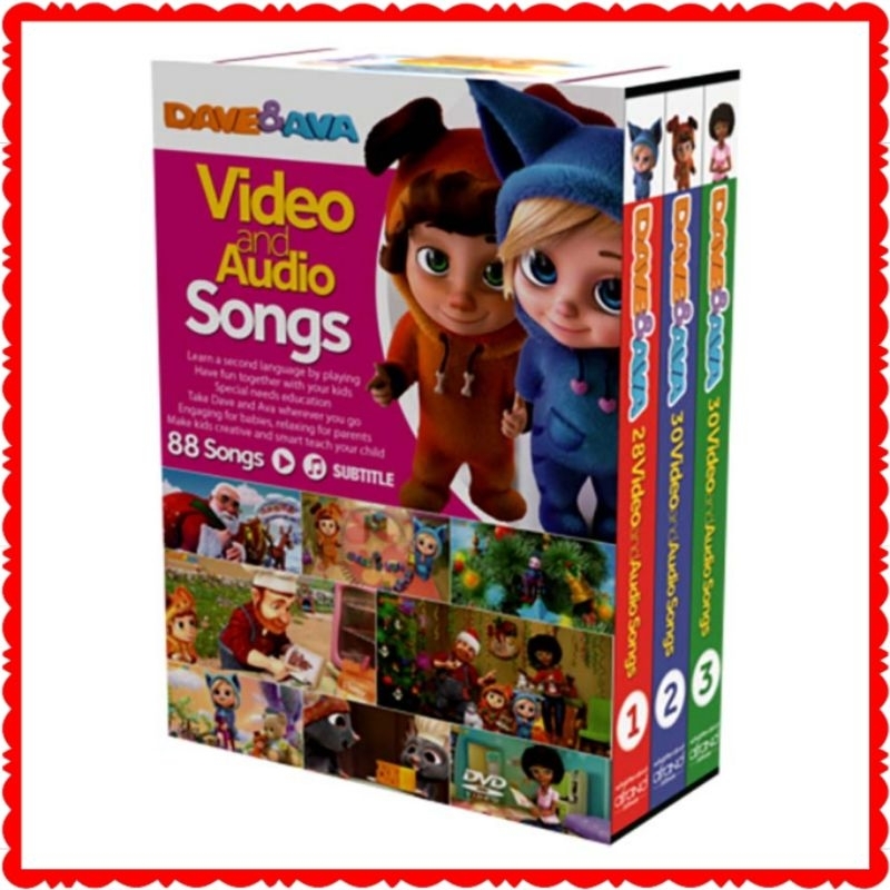PAKET LENGKAP 3 DVD DAVE AVA SONGS-KASET DVD LAGU ANAK ANAK CARTOON DAVE AVA-KASET DVD DAVE & AVA-KA