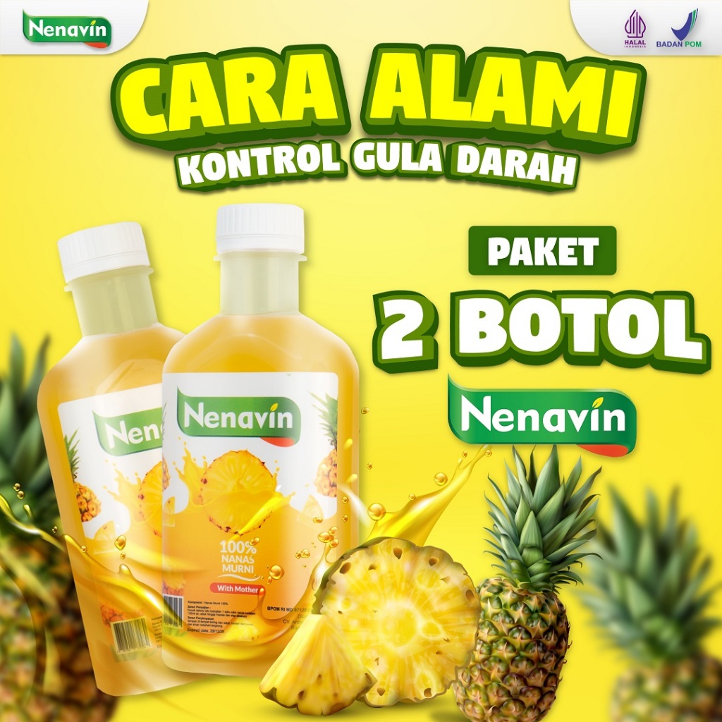 

NENAVIN Cuka Nanas (Paket 2 Botol) - Atasi Diabetes & Kontrol Gula Darah