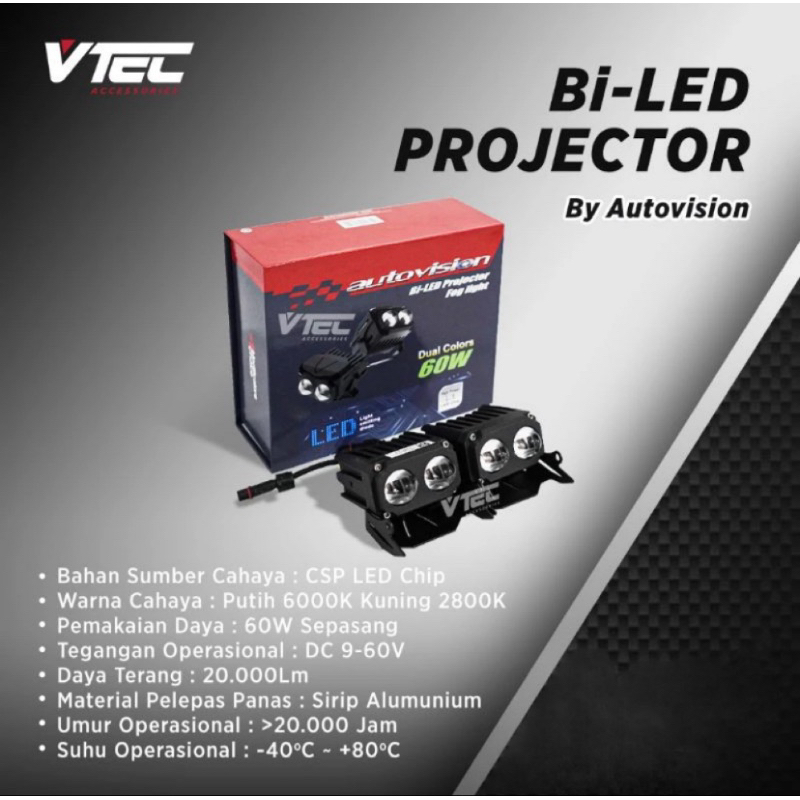 Autovision Mini Biled Projector 60W Dua Warna Original