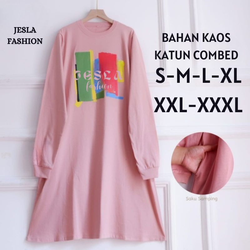 Atasan Wanita Terbaru Zola Tunik BO Size S M L XL XXL XXXL LD 90-130 CM Bahan Kaos Katun Combed Tuni