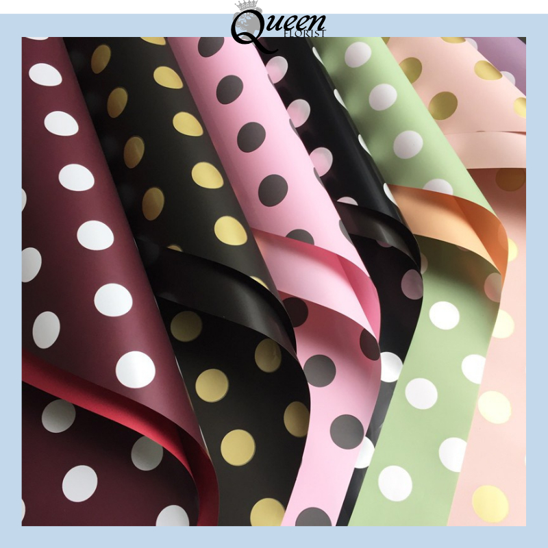 

20 LEMBAR Kertas Buket Polkadot Cellophane Flower Wrapping Paper Flowerwrap KB11