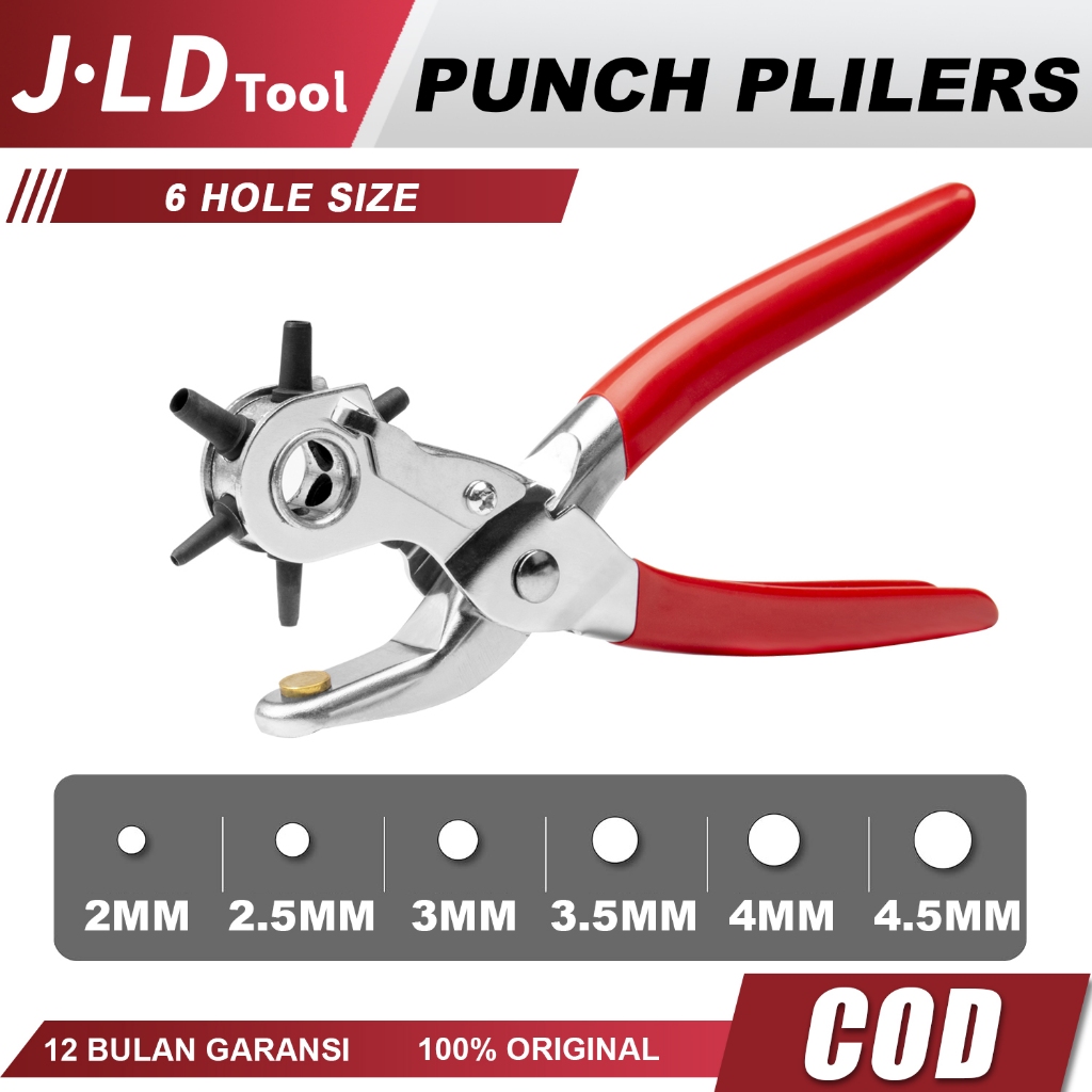 JLD Punch Plier Tang Pembolong Sabuk 9Inch 6 Hole Size Pelubang Ikat Pinggang