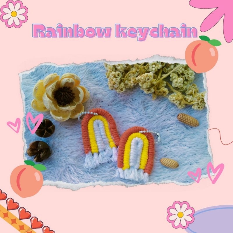 Rainbow makrame keychain/ gantungan kunci pelangi makrame