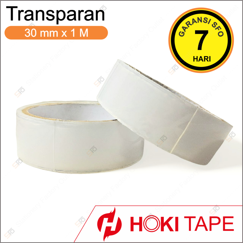 

Double Tape Transparan Hoki 30mm x 1M - SFO Semarang Official