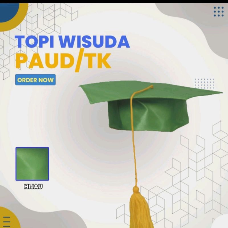 Topi Toga Wisuda warna hijau Size TK - Toga Hijau TK