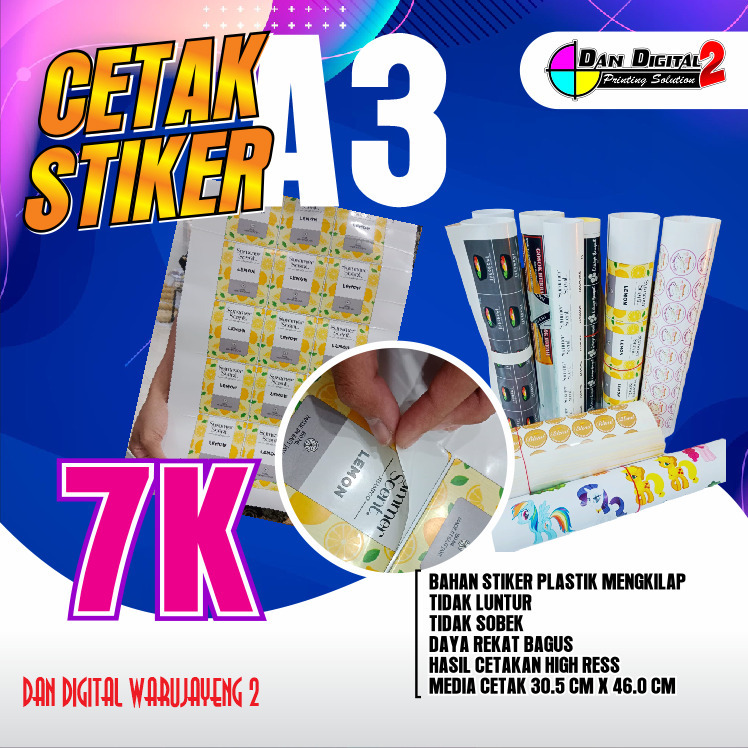 

CETAK STIKER A3 | CETAK STIKER VINYL A3 | CETAK STIKER CHROMO