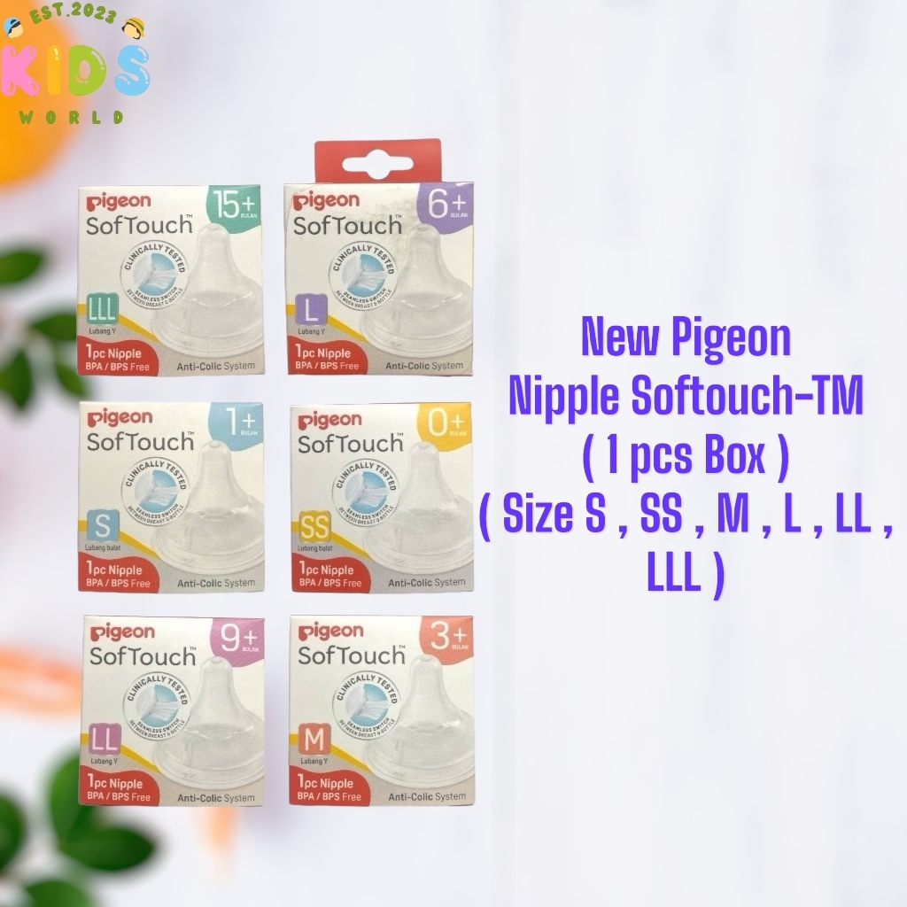 (NEW) Nipple PIGEON Wideneck SofTouch TM Nipple size SS S M L LL LLL 1pcs Ori Pigeon