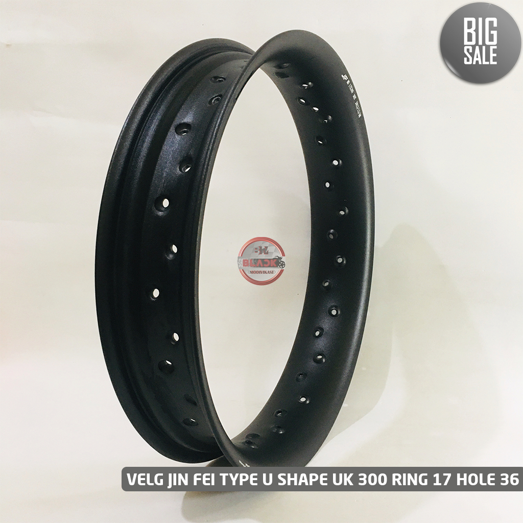 Velg RIM Jinfei Type U Shape UK 300 RING 17 Hole Lubang 36 Warna Hitam Doff / Harga Satuan (BIG SALE