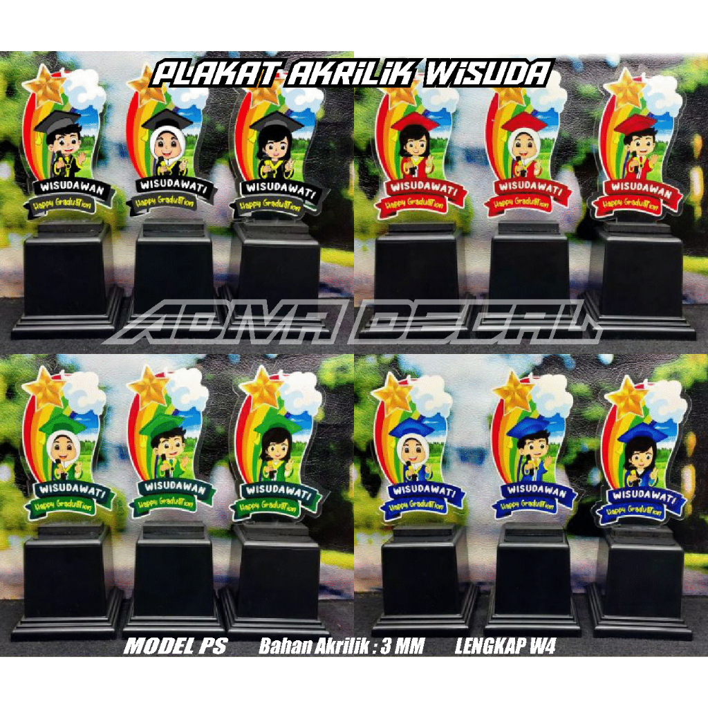 SOUVENIR WISUDA PLAKAT AKRILIK TK/PAUD model PPS piala trophy wisuda 3 MM