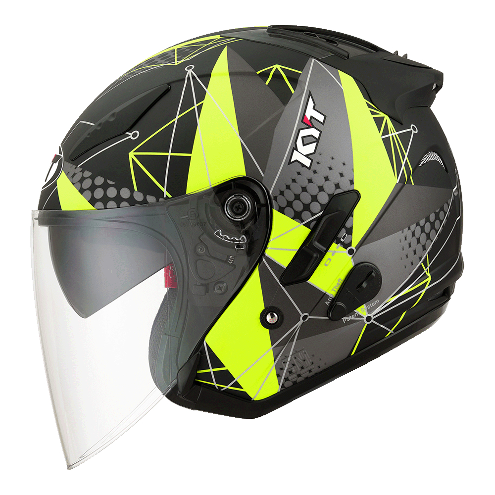HELM KYT GALAXY FLAT R MATRIX - BLACK/YELLOW FLUO