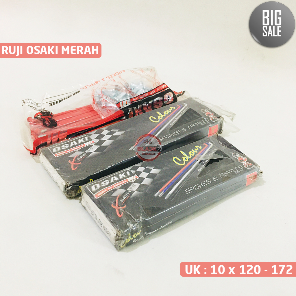 Jari Jari Velg / Ruji OSAKI Merah Red Epoxy Size 10 X 120 - 172 Osaki Original (BIG SALE)