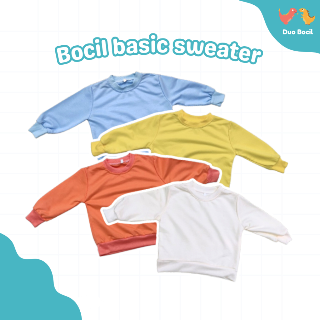 Duo Bocil Basic Sweater Anak Polos, Sweater Polos basic anak