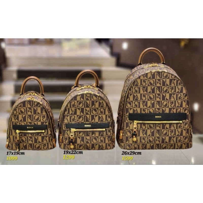 tas ransel bonia original backpack monogram 2 zipper