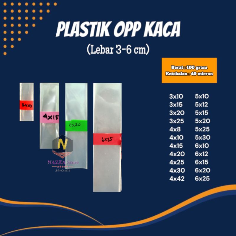 Plastik OPP tanpa lem berat 100 gram lebar 3-6 cm