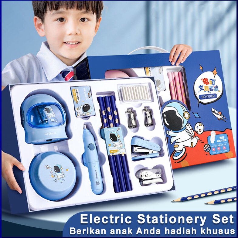 

KODE D5M6 Electric Stationery Set Alat Tulis Elektrik Rautan Penghapus Vacuum Pensil 11In1 Hadiah ulang tahun