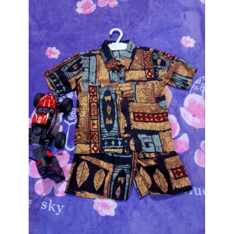 setelan kemeja anak /motif terbaru kemeja model abstrak baju anak anak yang sedang trendi baju tidur