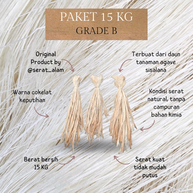 Paket 15 Kg Serat Sisal Warna Cokelat / Serat Sisalana Agave / Serat Nanas / @serat_alam