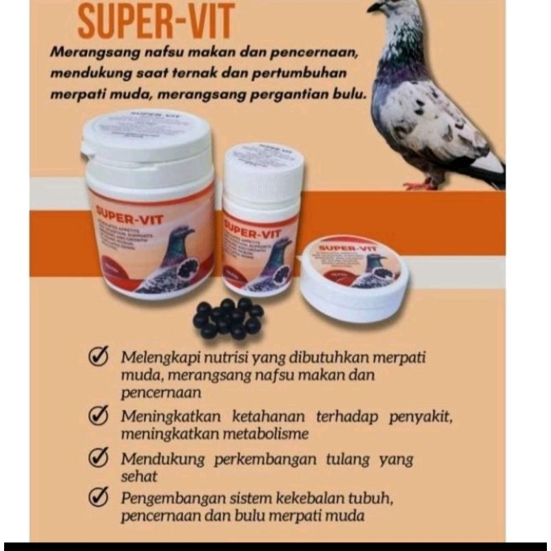 VITAMIN BURUNG MERPATI SUPER VIT, JAMU GIRING KEKET MERPATI IMPORT