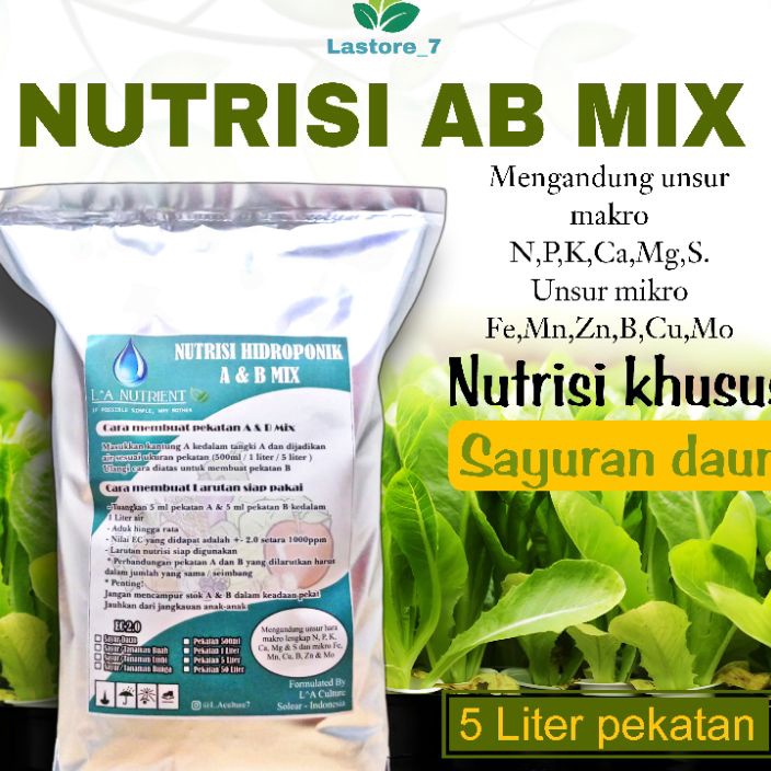 Penjualan TerbaikCOD Nutrisi AB Mix LA NUTRIENT Pekatan 5 Liter Untuk Sayuran Daun