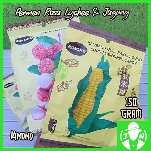 

KIMONO Permen Rasa Jagung Leci Kimono 150 Gram Corn Lychee Candy Rasa Buah