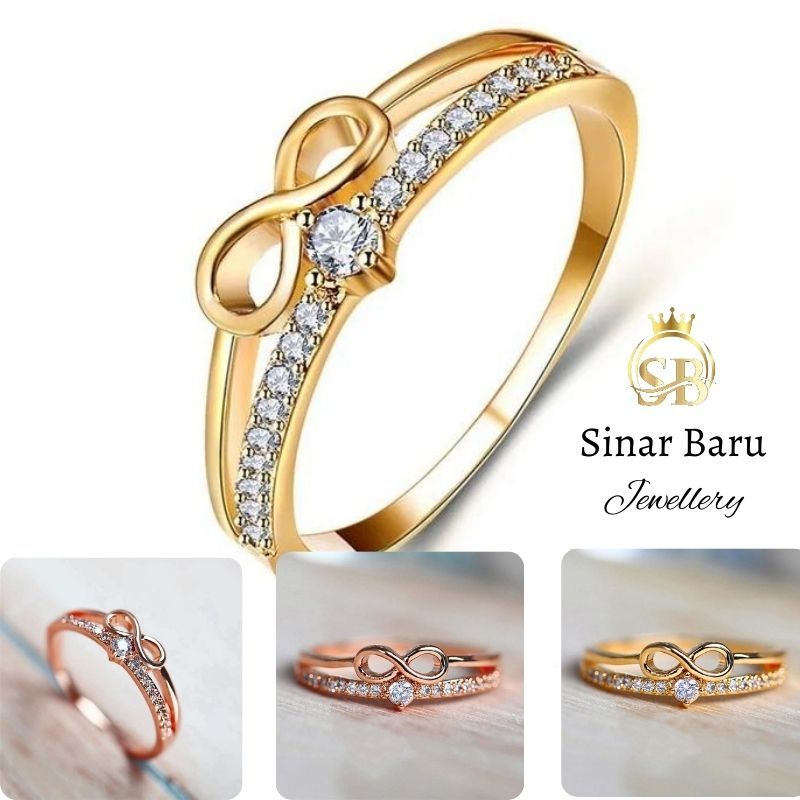 Cincin Emas Asli Wanita Aesthetic Emas Muda Anti Karat Terbaru