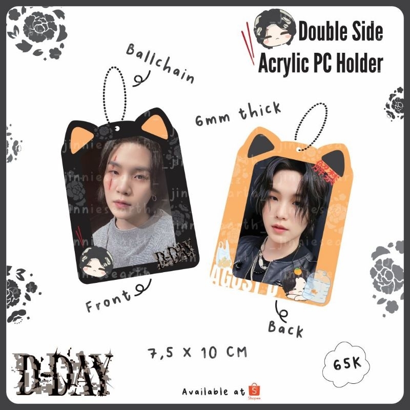 [Jinnie's_Earth] SUGA D-DAY ACRYLIC PC HOLDER | AGUST D PHOTOCARD HOLDER | CAHOL AKRILIK SUGA | DDAY