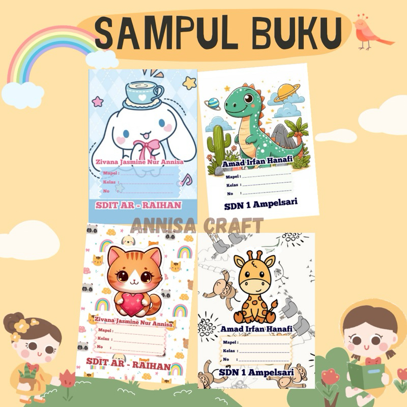 

Sampul Buku Custom Nama Isi 10 pcs, Cover buku, Sampul buku A5 B5