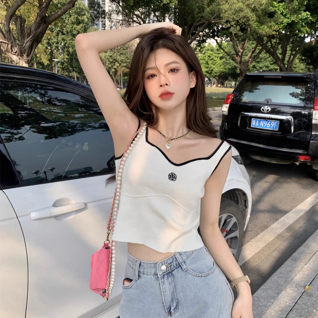 AJW Tank Top Rajut Polos Variasi Rose Knit Premium QAF | Tanktop Variasi Rose Rajut Premium Korean S