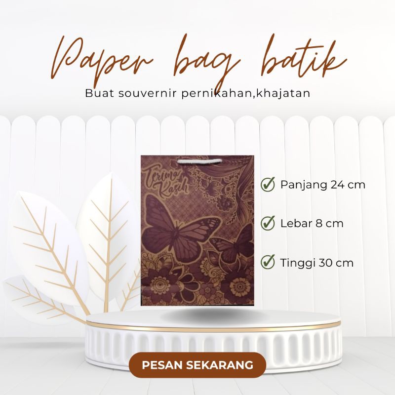 

25 PCS paper bag motif batik besar ,wadah Snack , kado