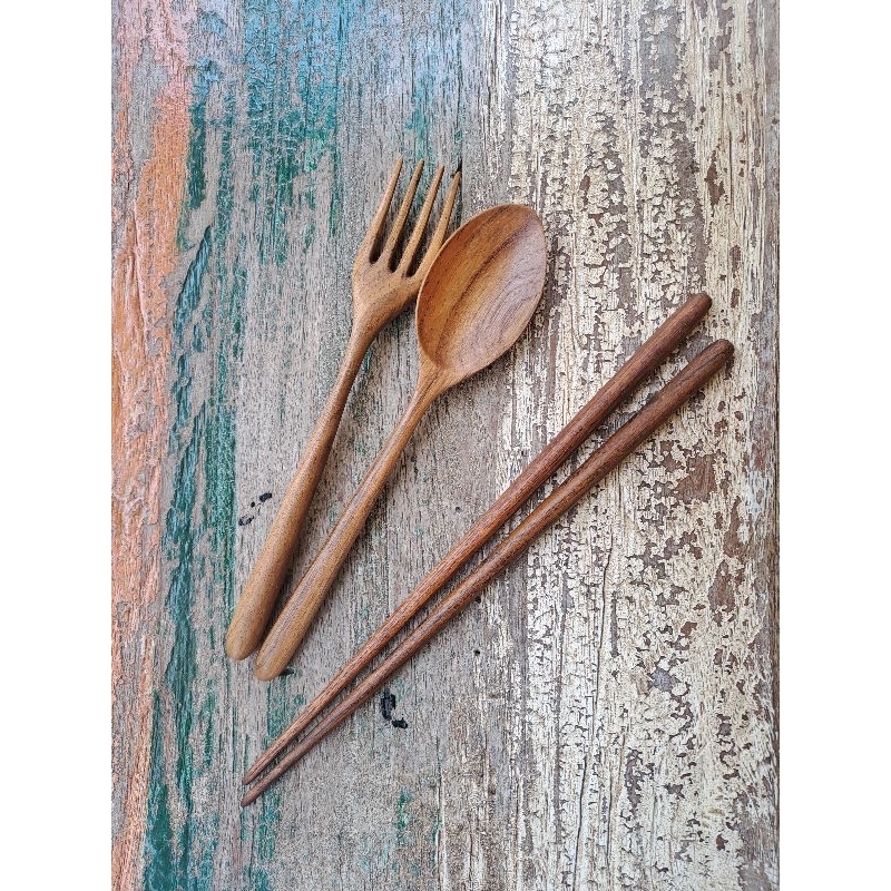 Set Sendok Garpu Sumpit Kayu Jati