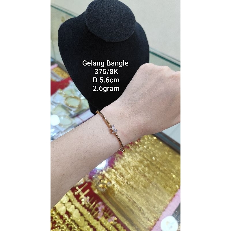 GELANG BANGLE EMAS 375/8K GELANG BANGLE EMAS ASLI GELANG BANGLE EMAS MUDA GELANG BANGLE PITA EMAS GE